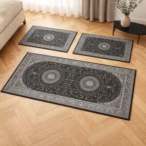 Elegant Black and Gray Area Rug Set